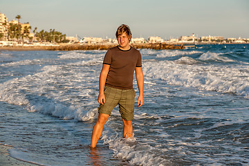 Image showing The young guy on Croissette Beach in Cannes 