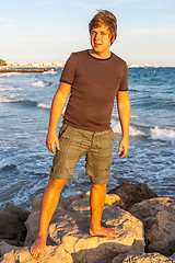 Image showing The young guy on Croissette Beach in Cannes 