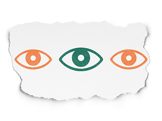 Image showing Security concept: eye icon on Torn Paper background