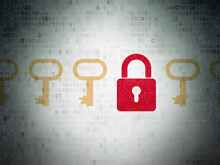 Image showing Security concept: closed padlock icon on Digital Paper background