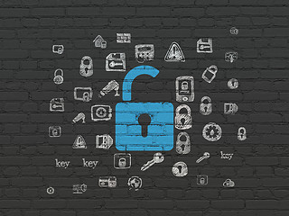 Image showing Privacy concept: Opened Padlock on wall background