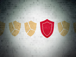 Image showing Protection concept: shield icon on Digital Paper background