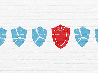 Image showing Protection concept: shield icon on wall background