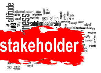 Image showing Stakeholder word cloud with red banner