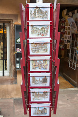 Image showing STRASBOURG, FRANCE - SEPTEMBER 26 2008: A typical drawings souvenirs in the city of STRASBOURG. STRASBOURG is a beautiful medieval town in the Alsace in north-eastern France.