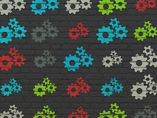 Image showing Web design concept: Gears icons on wall background