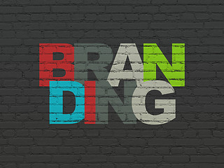 Image showing Marketing concept: Branding on wall background