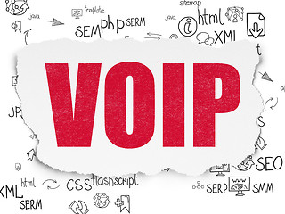 Image showing Web development concept: VOIP on Torn Paper background