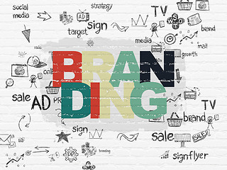 Image showing Advertising concept: Branding on wall background