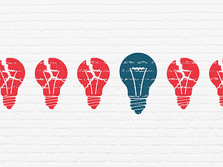 Image showing Business concept: light bulb icon on wall background