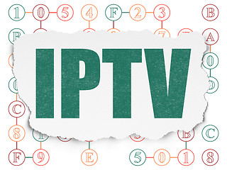 Image showing Web design concept: IPTV on Torn Paper background