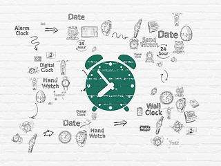 Image showing Time concept: Alarm Clock on wall background