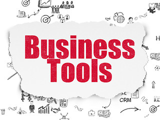 Image showing Business concept: Business Tools on Torn Paper background