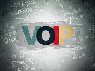 Image showing Web design concept: VOIP on Digital Paper background