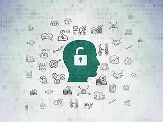 Image showing Business concept: Head With Padlock on Digital Paper background