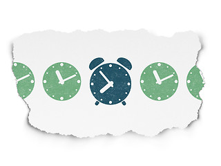 Image showing Time concept: alarm clock icon on Torn Paper background
