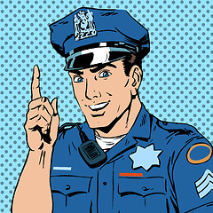 Image showing police officer warns draws attention profession smile law and or