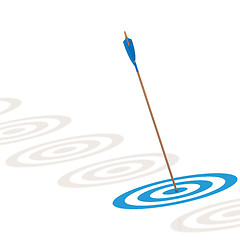 Image showing Arrow hitting the center of a blue board