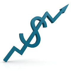 Image showing Blue graph with dollar sign up