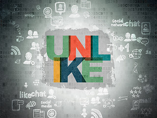 Image showing Social media concept: Unlike on Digital Paper background