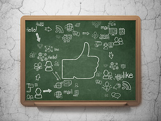 Image showing Social network concept: Thumb Up on School Board background