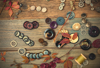 Image showing placer of colorful vintage buttons