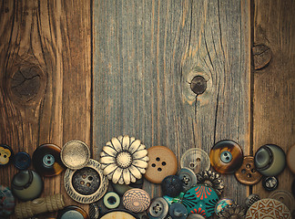 Image showing set of vintage buttons with copy space