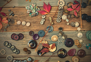Image showing placer of colorful vintage buttons