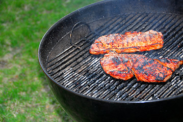 Image showing Barbeque and steaks