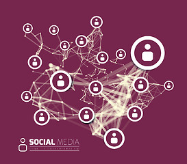 Image showing Social network with dot connected by lines