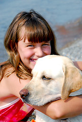 Image showing Girl with a dog