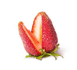 Image showing Juicy ripe strawberries with a cut segment