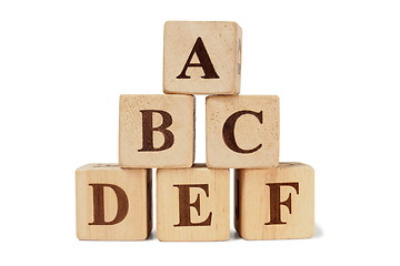 Image showing Wooden blocks with ABCDEF letters