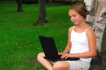 Image showing Girl computer