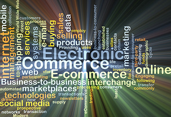 Image showing Electronic commerce background concept glowing