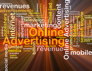 Image showing Online advertising background concept glowing