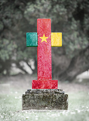 Image showing Gravestone in the cemetery - Cameroon