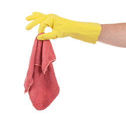 Image showing Hand in rubber glove, ready for cleaning