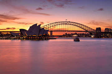 Image showing Spectacular sunset over Sydney Harbour