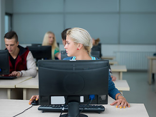 Image showing students group in computer lab classroom