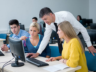 Image showing students with teacher  in computer lab classrom