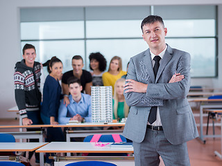 Image showing students with teacher  in computer lab classrom