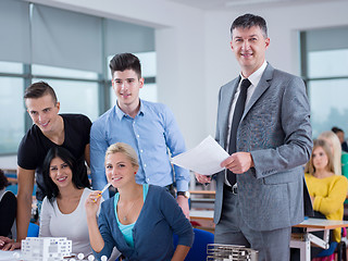 Image showing students with teacher  in computer lab classrom