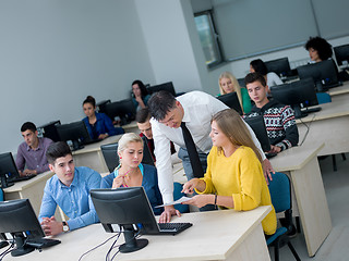 Image showing students with teacher  in computer lab classrom