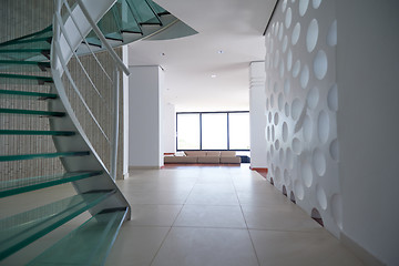 Image showing modern glass spiral staircase