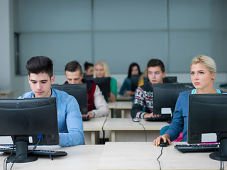 Image showing students group in computer lab classroom