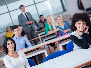 Image showing students with teacher  in computer lab classrom