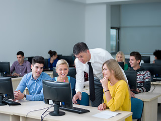 Image showing students with teacher  in computer lab classrom