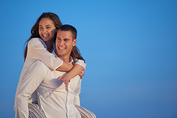 Image showing happy young romantic couple have fun arelax  relax at home