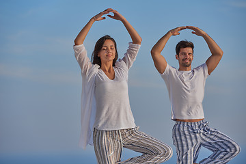 Image showing young couple practicing yoga